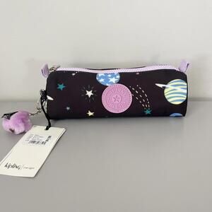 Kipling Freedom Pencil Pouch with Colorful Plants Monkey Charm NWT